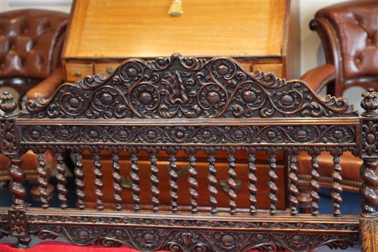 A late 19th century Indo-Portuguese hardwood settee, W.6ft 6in. D.2ft 3in. H.3ft 5in.